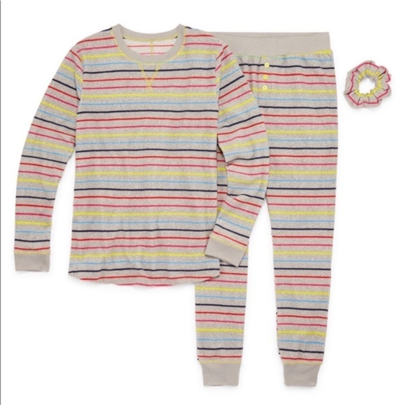 New Womens 2 Pc PJ Set with Matching Scrunchie - Picture 3 of 13